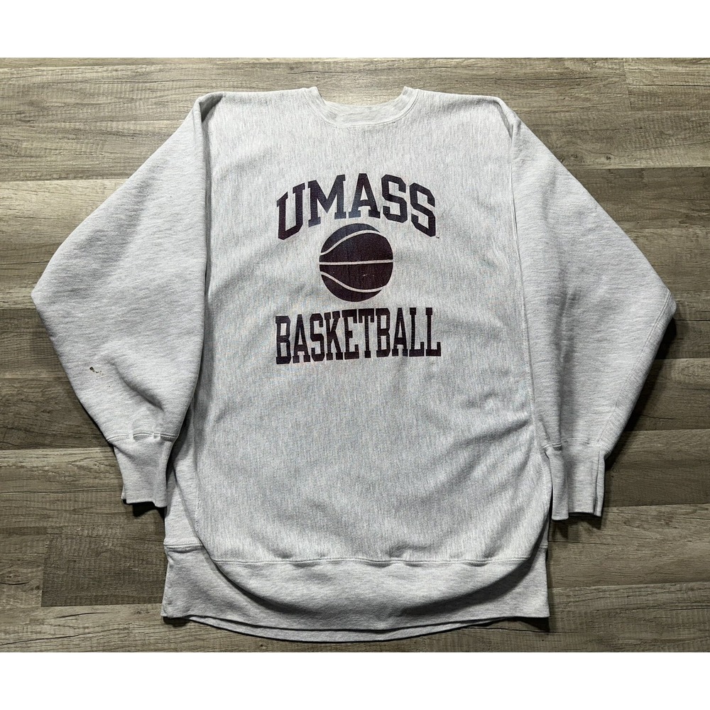 Vtg 90s Champion UMASS Basketball Reverse Weave Sweatshirt‎ Crewneck Sz XXXL